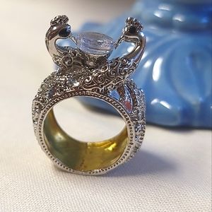 Double Peacock Ring Two Tone Cocktail